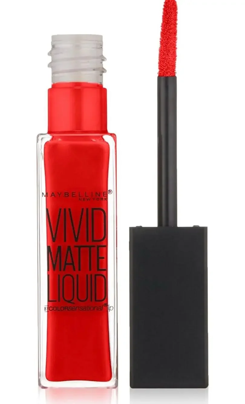 Maybelline New York Color Sensational Vivid Matte Liquid Lipstick, Rebel Red